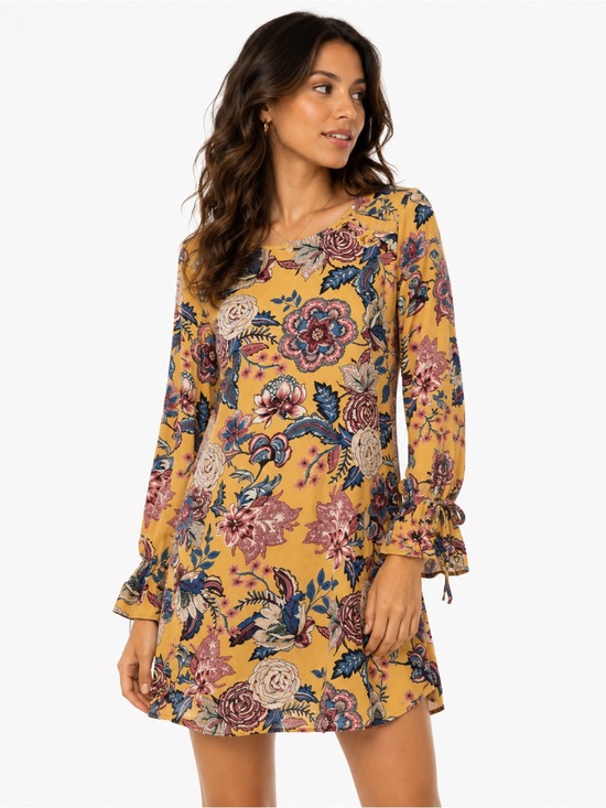 Xhilaration Dresses & Skirts - Xhilaration Floral Yellow Casual Dress, Size XS